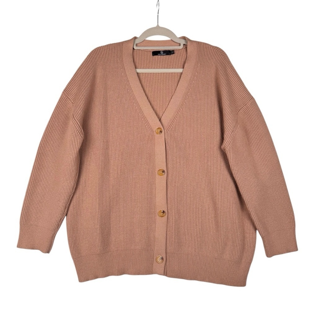 Lillusory Women’s Cardigan Button closure Ribbed Size Large